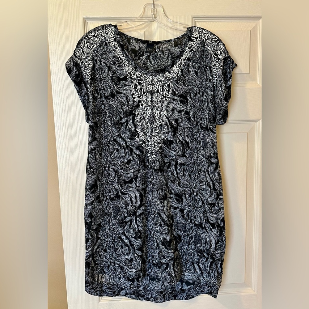 H&M Black and White Women's Top Tunic - Size 4